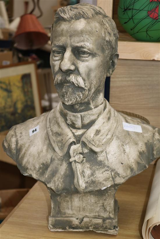 A cast plaster bust of a gentleman height 57cm